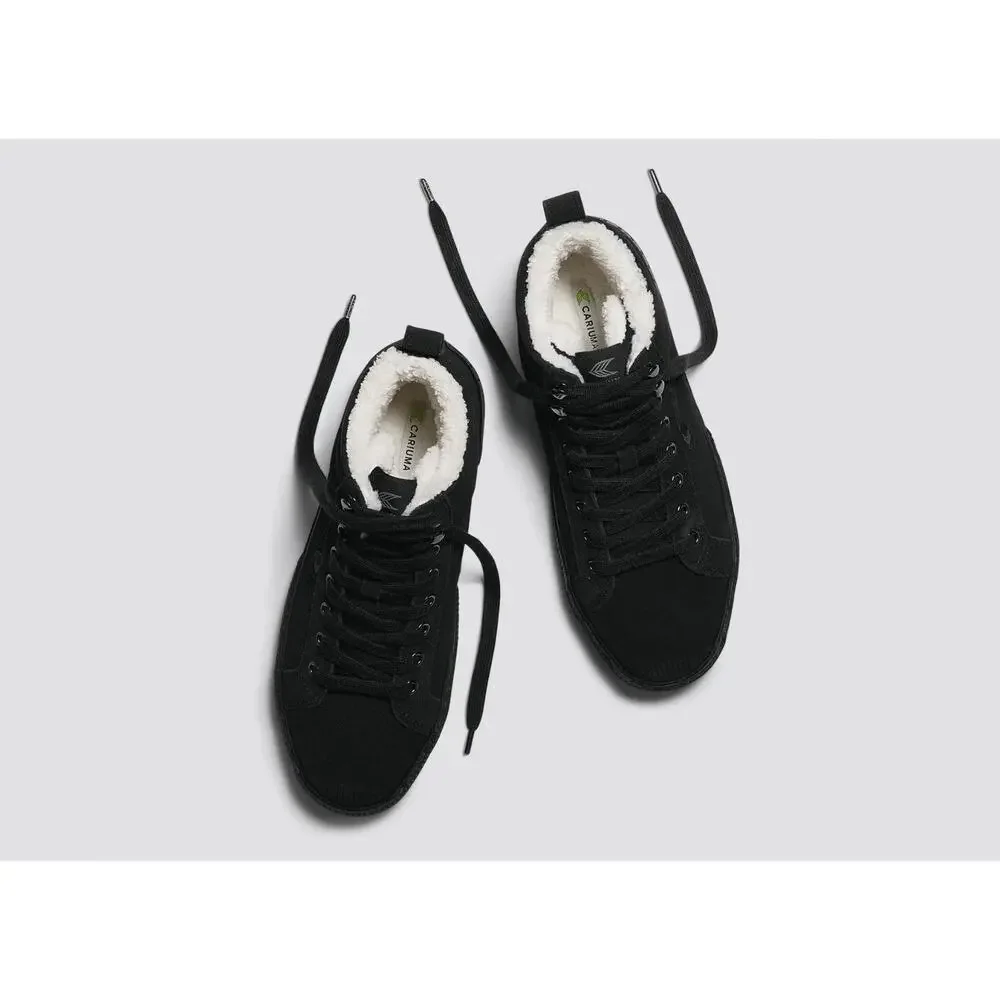 Cariuma OCA Therma Boots Mens US 8.5 Black Suede Shearling Lined High Top GAL744